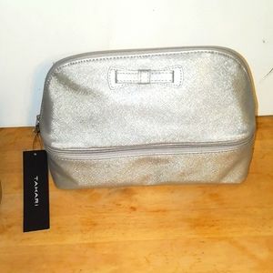 Tahari Double Decker Dome Traveller Pearlised Silver 9" x 7" x 3"